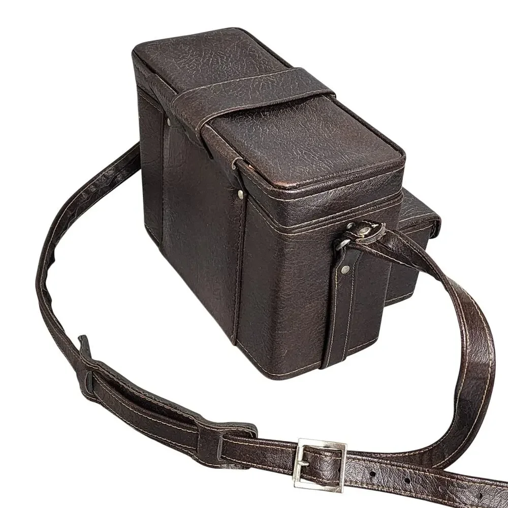 Vintage Brown Faux Leather Camera Case w/Shoulder Strap & Metal Clasps – MCM